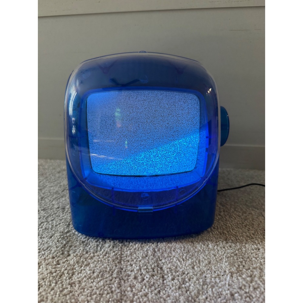 Vintage Translucent Blue Portable TV AM FM Radio Combo Y2K Retro CRT Tech